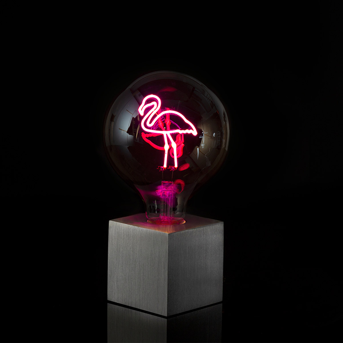 Cubic Tischleuchte Aluminium, mit Motiv Leuchtmittel