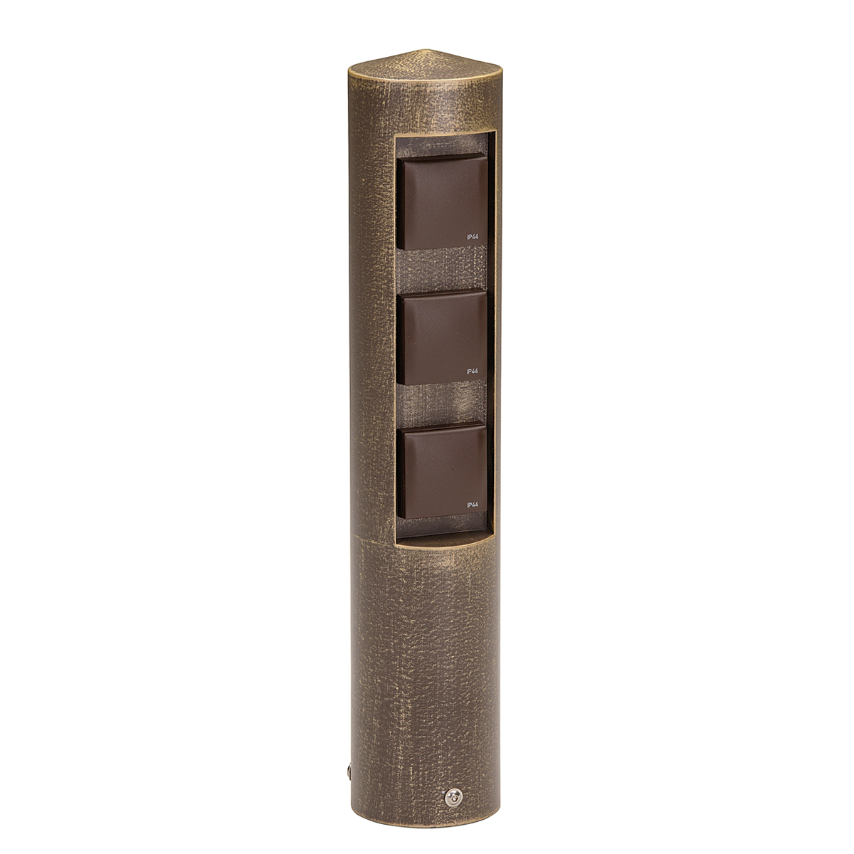 3-way, brown-brass