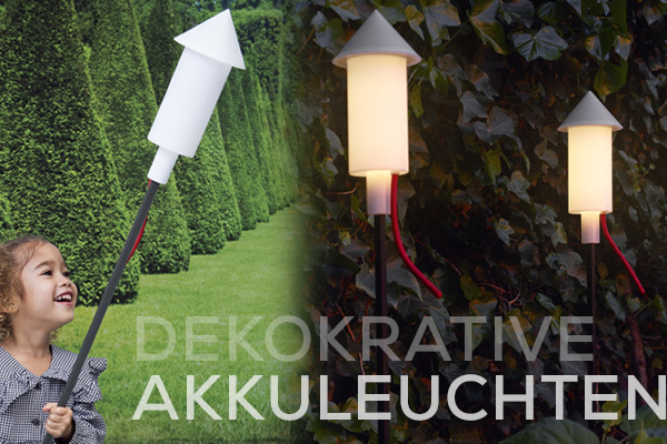 Kategoriebanner dekorative Akkuleuchten Outdoor