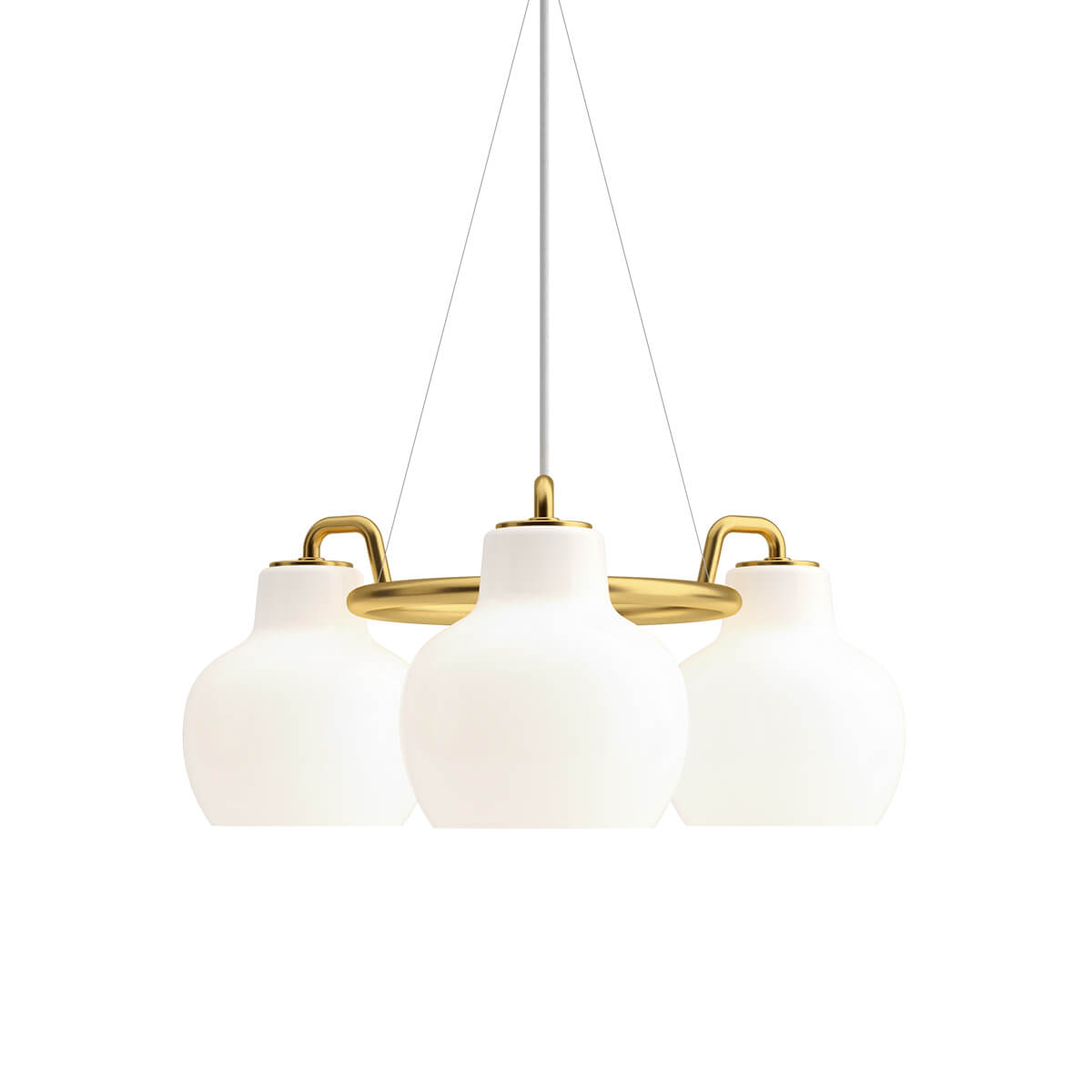 3-light, brass / opal glass