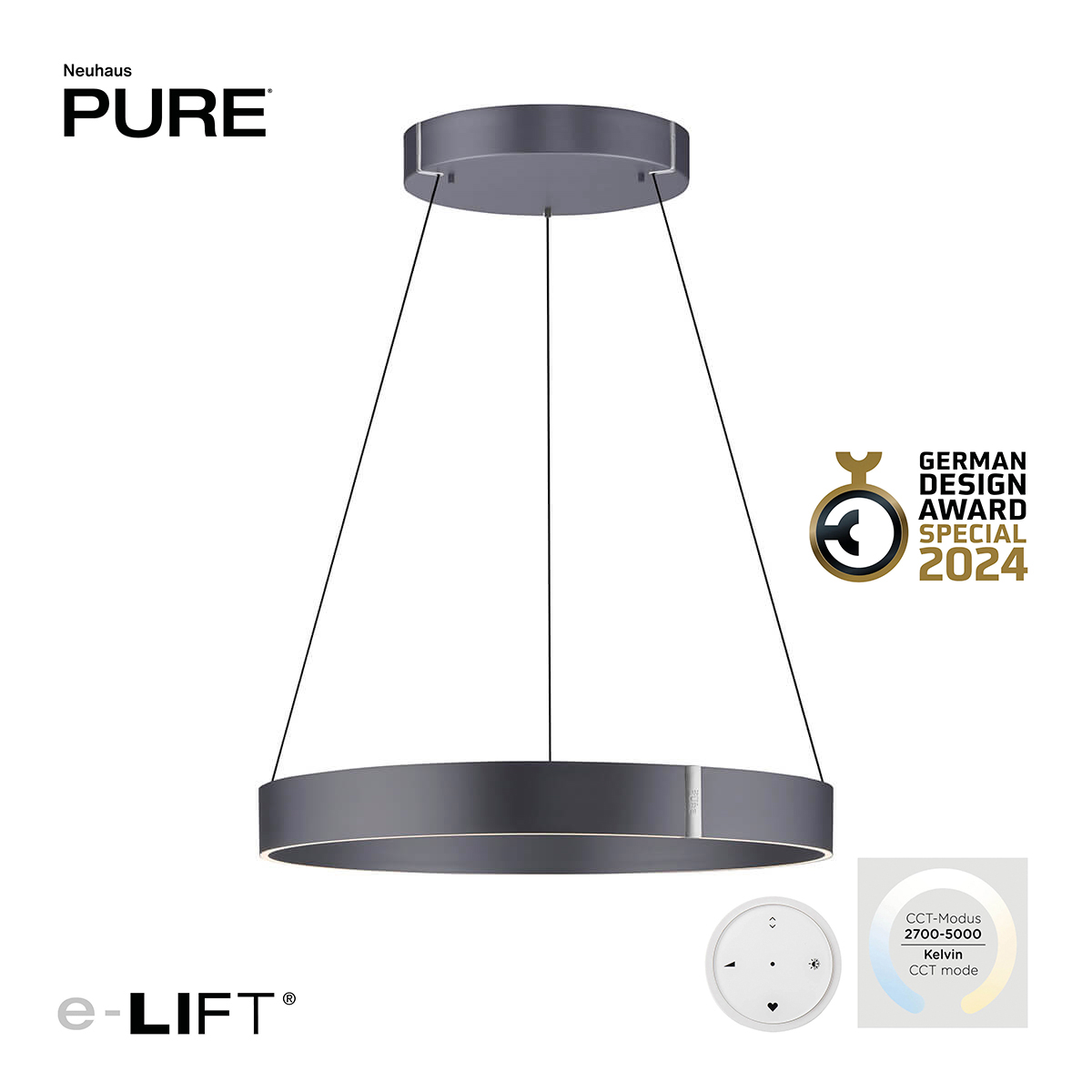 Ø: 70 cm, platin (grau eloxiert)