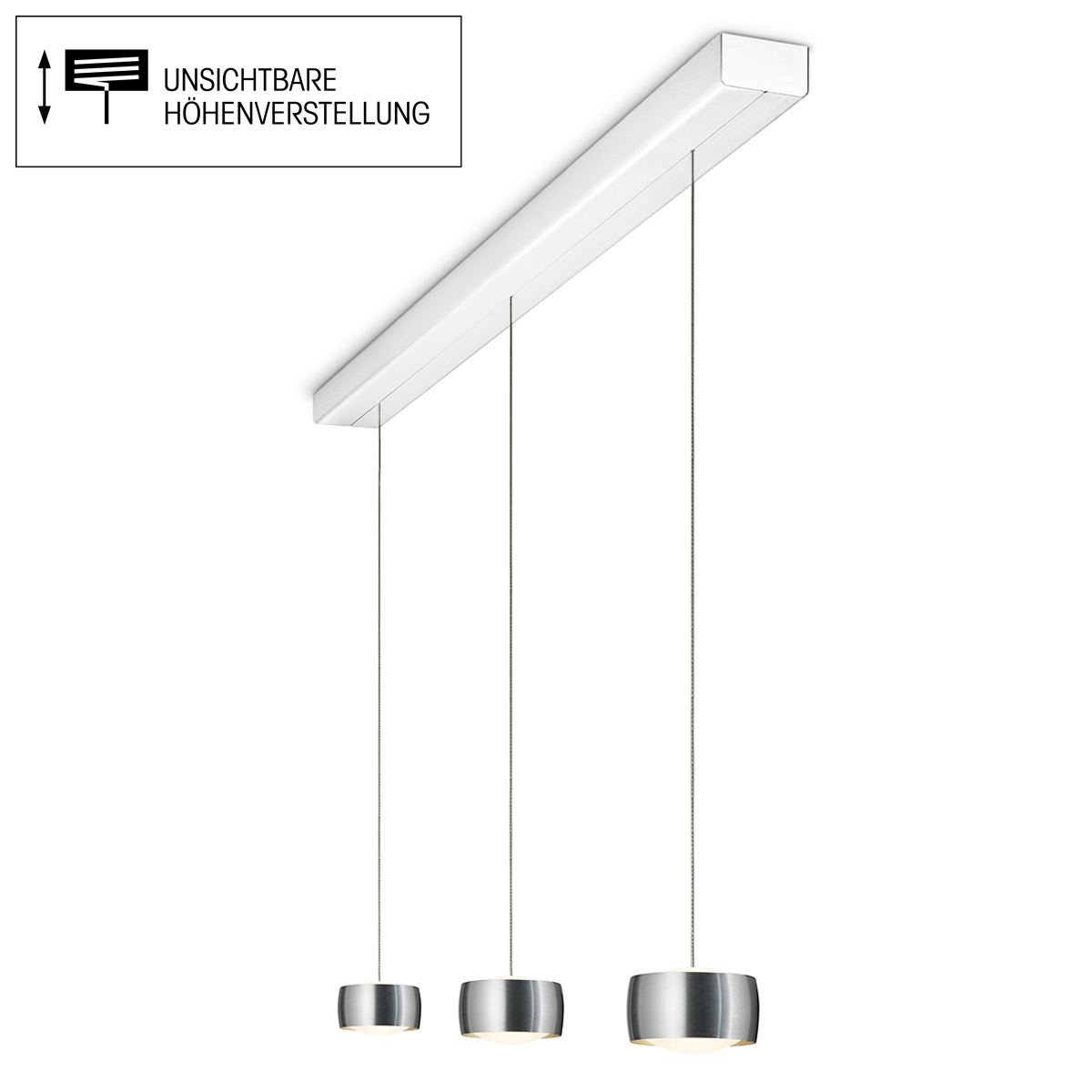 Grace LED Pendelleuchte, 3-flg., TW, unsichtbare Höhenverstellung, Baldachin: weiß