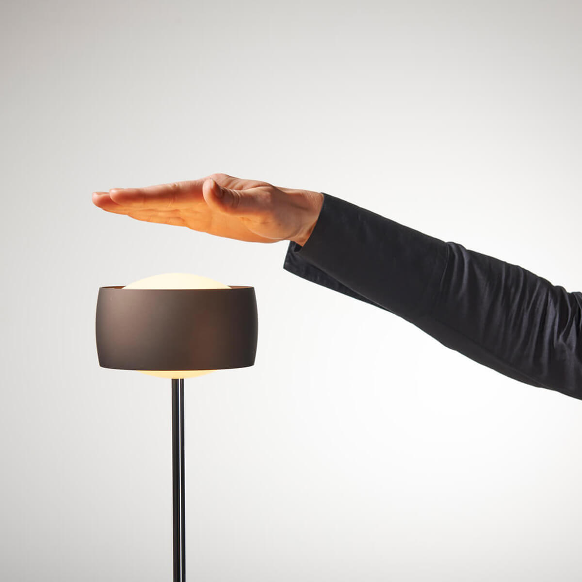 Oligo Grace LED Tischleuchte, Tunable White, Chrom / Brazilian brown, Gestensteuerung