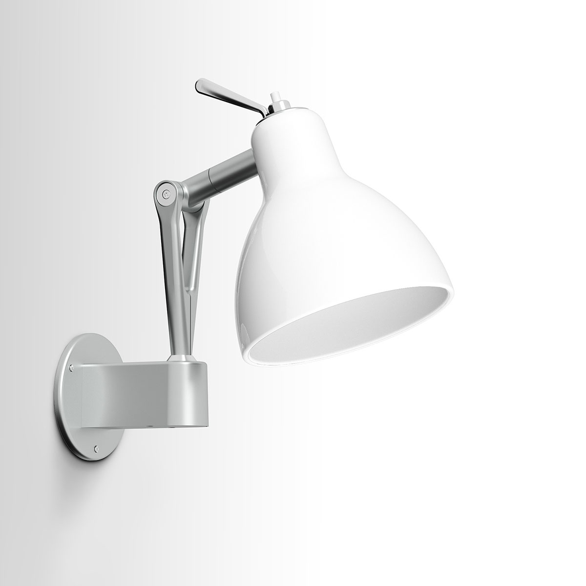 Frame: silver-colored, shade: glossy white