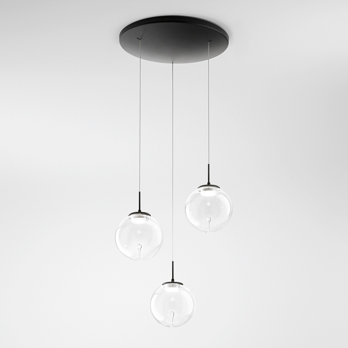 3-light, each Ø: 15 cm, with drops