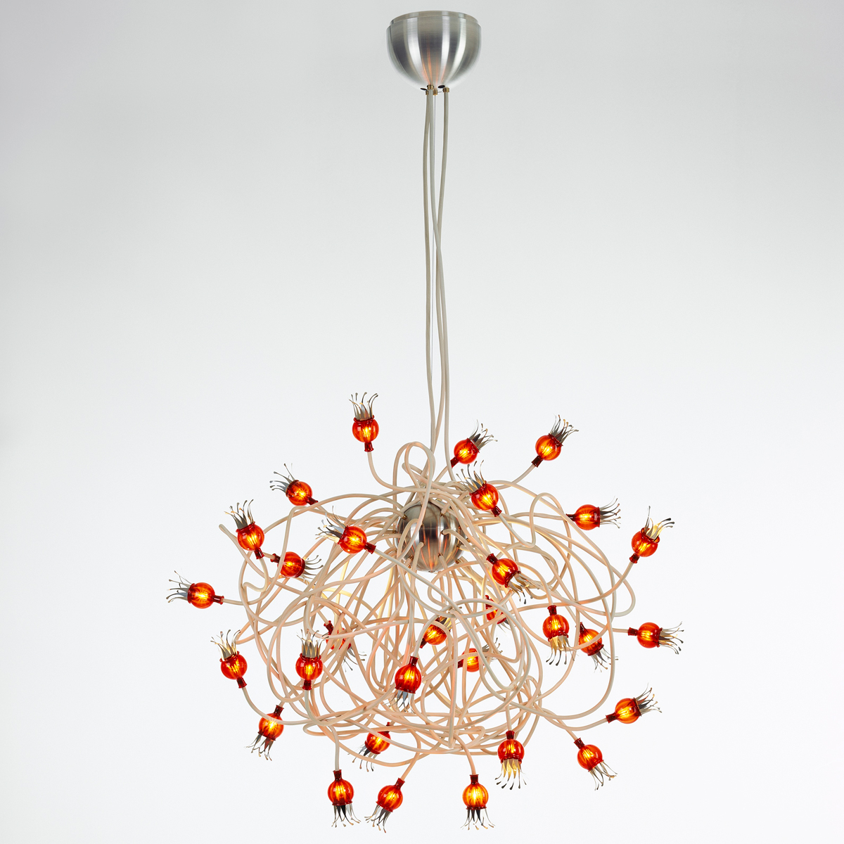 Shades: ruby red, arms: beige