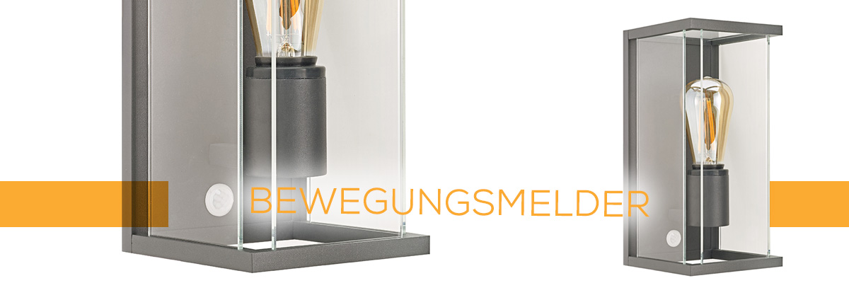 Kategoriebanner Wandleuchten mit Bewegungsmelder Outdoor