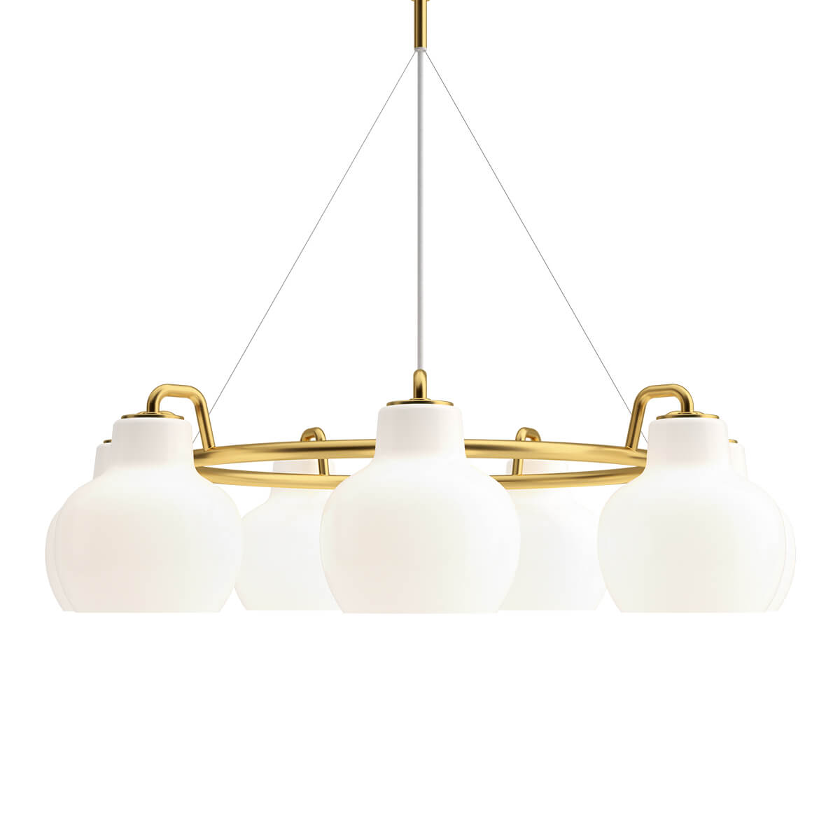 7-light, brass / opal glass