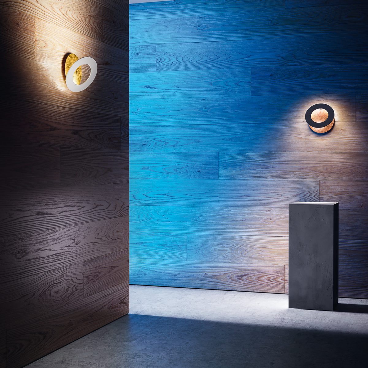 Icone Vera 21 LED Wandleuchte, weiß / Blattgold und schwarz / Blattkupfer