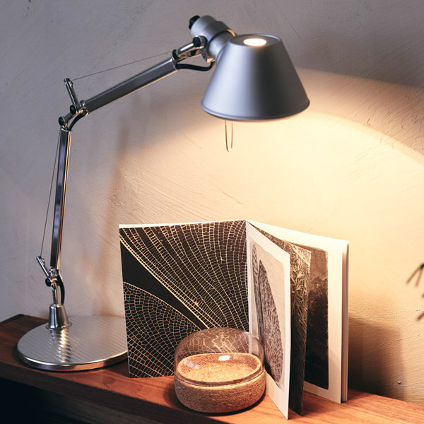 Artemide Tolomeo Micro table lamp in aluminium for reading corners and small desks in home offices and offices