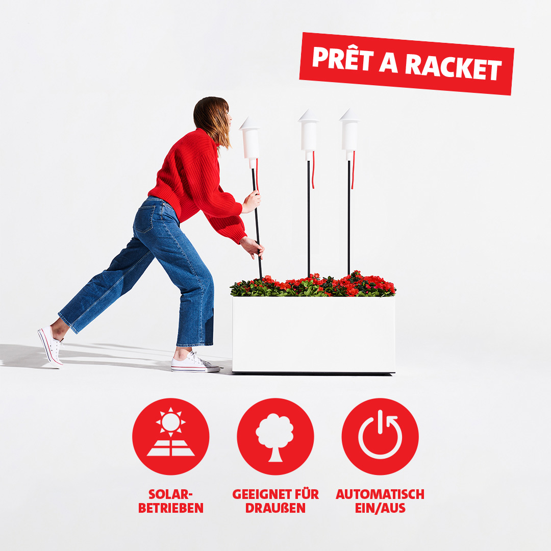 Fatboy Pret a Racket Solar-Leuchten mit Erdspieß im 3er-Set: Outdoor LED-Fackel für Garten & Wege