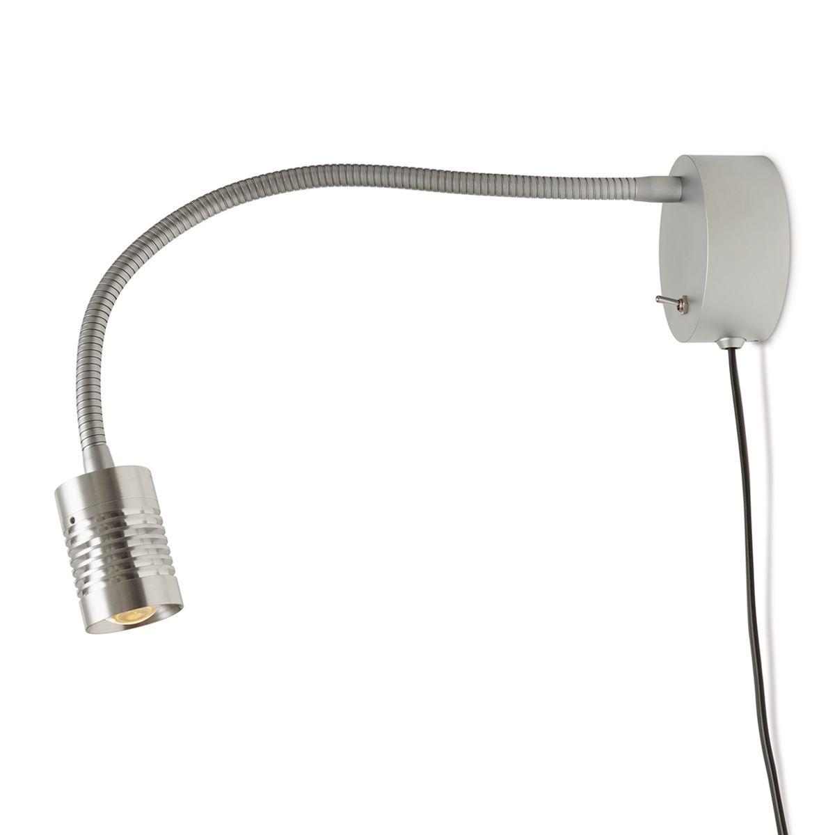 with supply cable, brushed aluminum / matt chrome