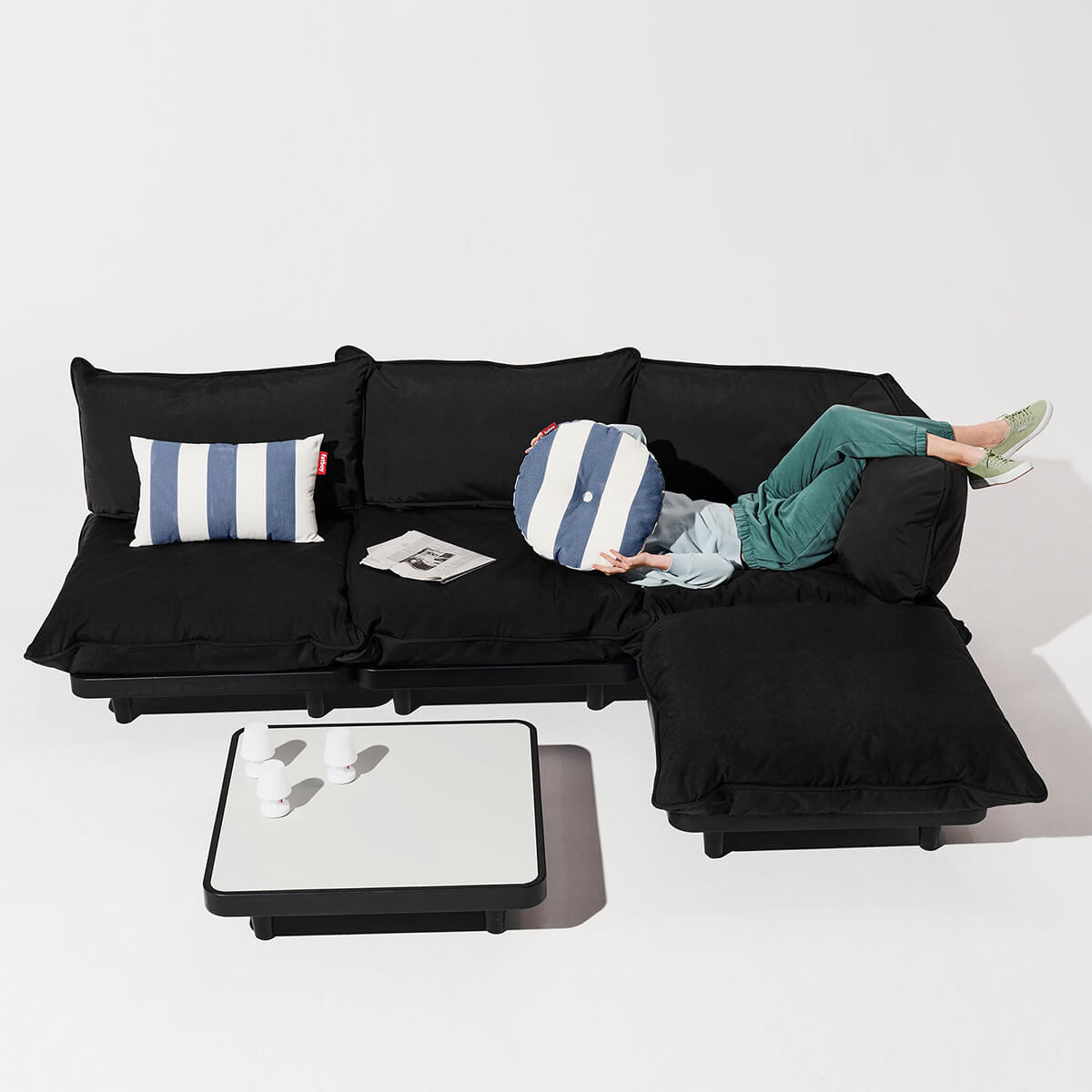 Fatboy Pillow King Outdoor Kissen, Stripe Ocean blue (weiß-blau)