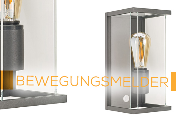 Kategoriebanner Aussenwandleuchten mit Bewegungsmelder