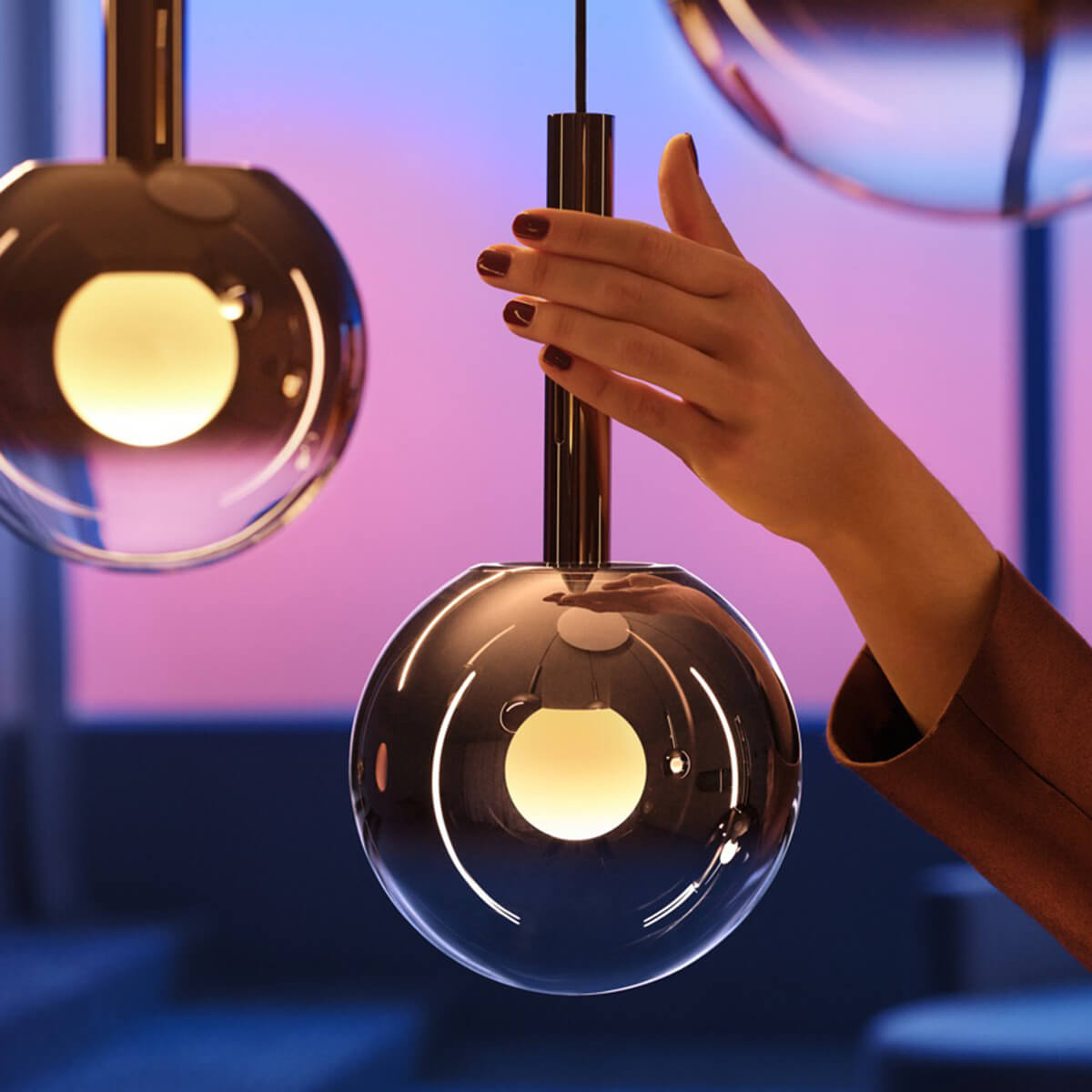 Occhio Luna sospeso up LED Pendelleuchte, dark chrome