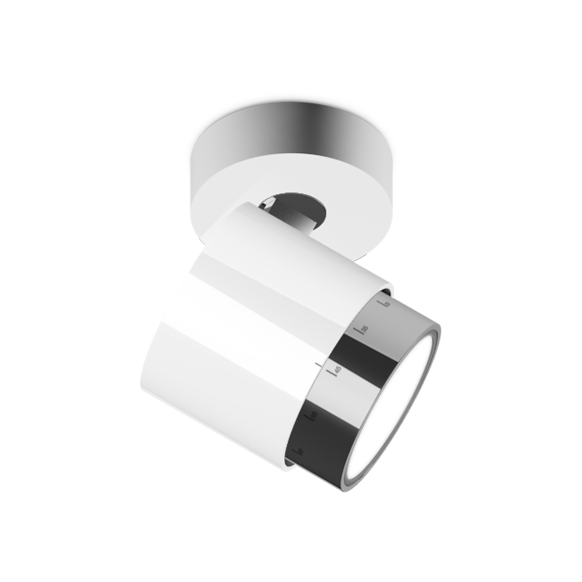 glossy white, lens and body: chrome