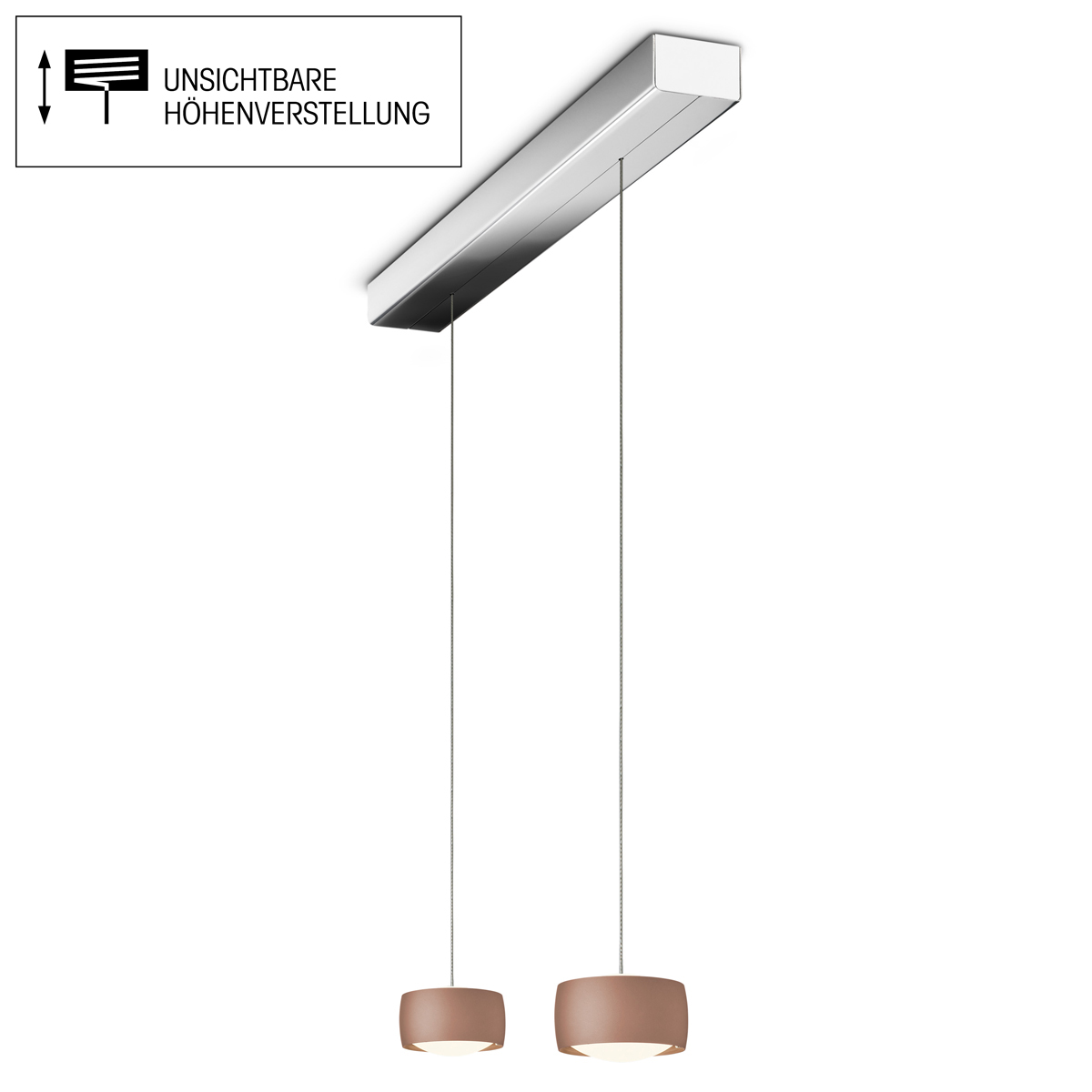 Grace LED Pendelleuchte, 2-flg., TW, unsichtbare Höhenverstellung, Baldachin: Chrom