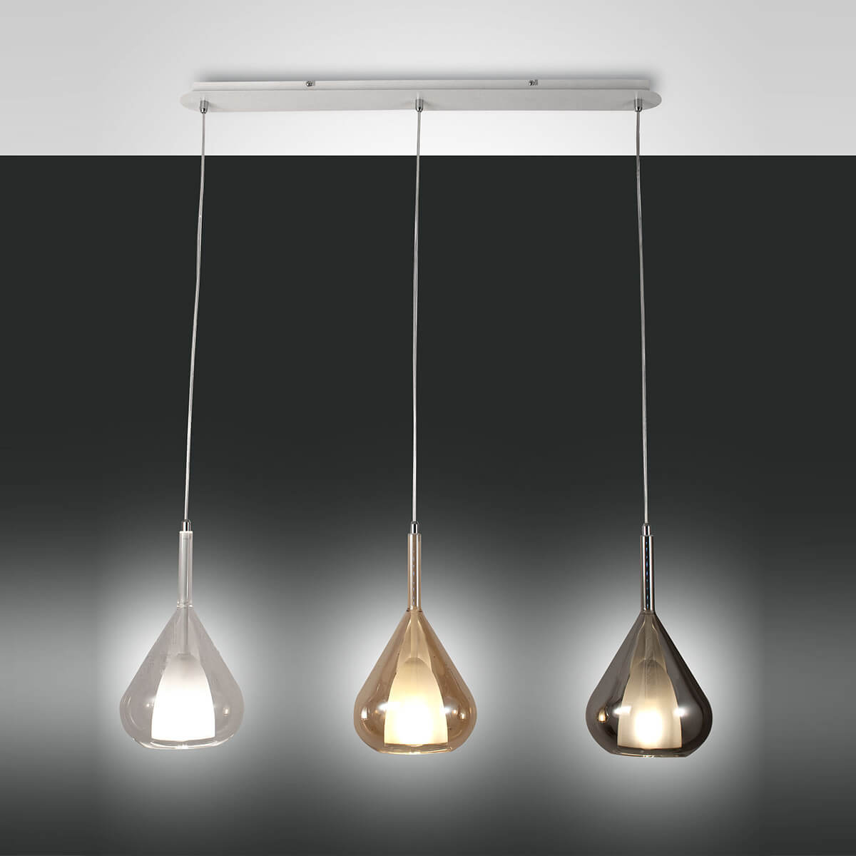 Lila Pendelleuchte, 3-flg.