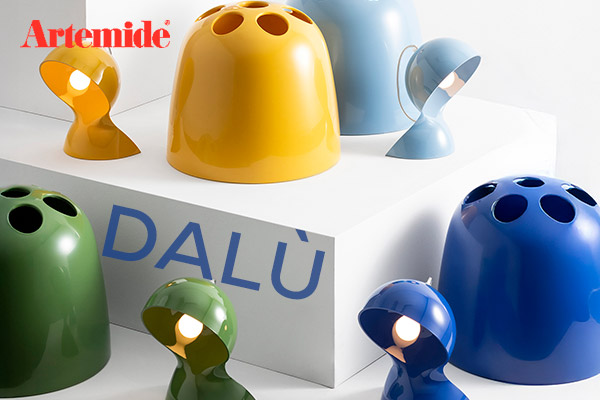 Artemide Dalù table lamps: colourful designer lighting in a modern interior