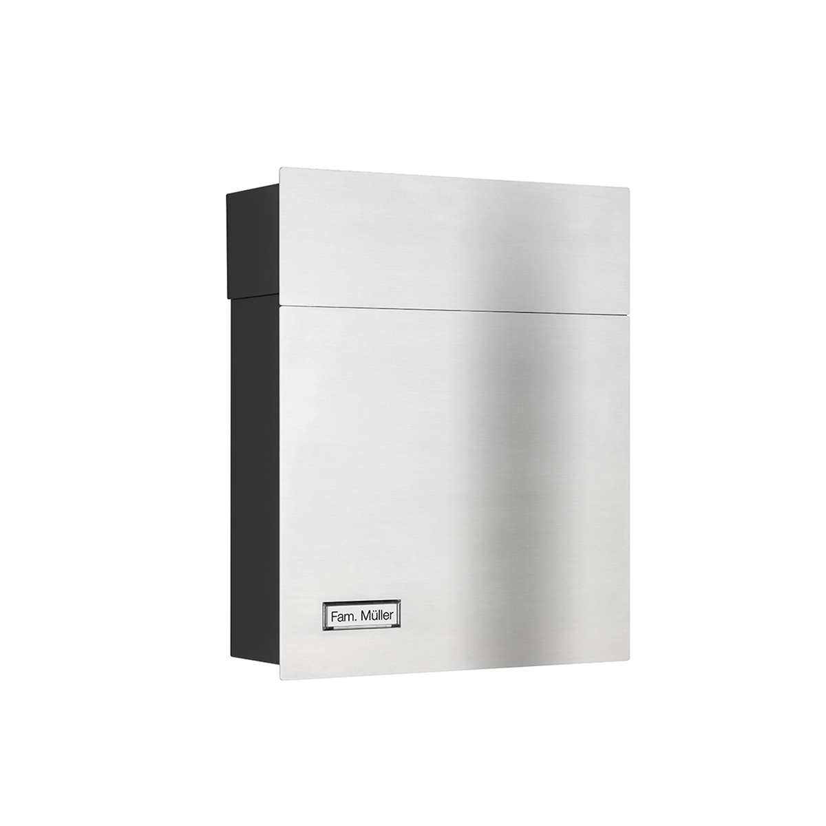 Edelstahl/schwarz mit Namensschild