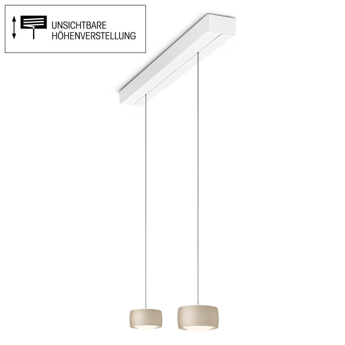 Grace LED Pendelleuchte, 2-flg., TW, unsichtbare Höhenverstellung, Baldachin: weiß matt