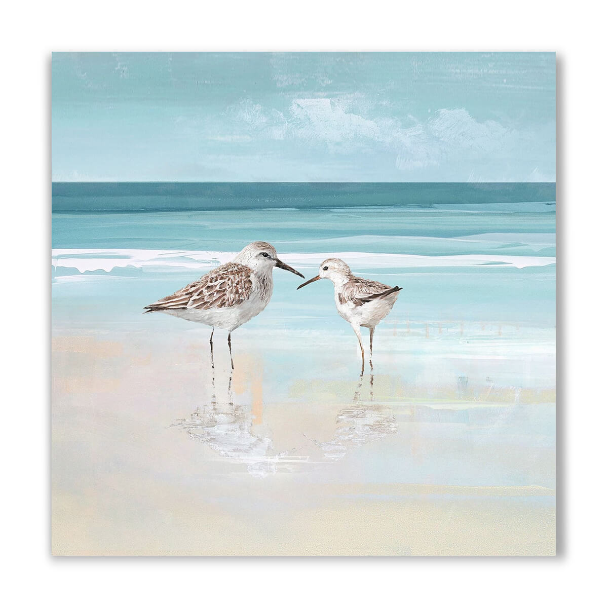 Ölbild Strandläufer am Meer, 60 x 60 cm