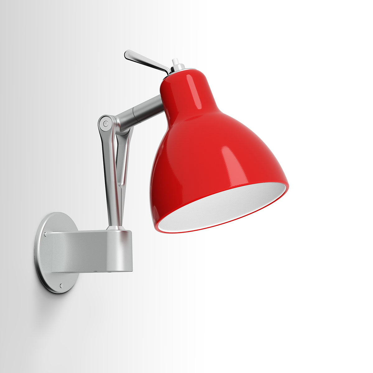 Frame: silver-colored, shade: glossy red