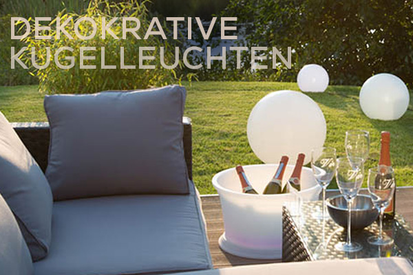 Kategoriebanner dekorative Kugelleuchten Outdoor