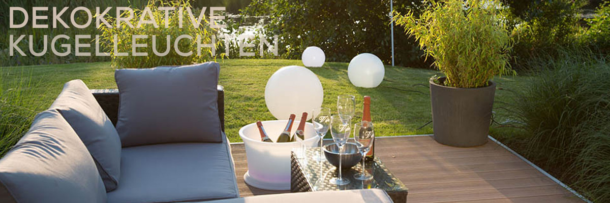 Kategoriebanner dekorative Kugelleuchten Outdoor
