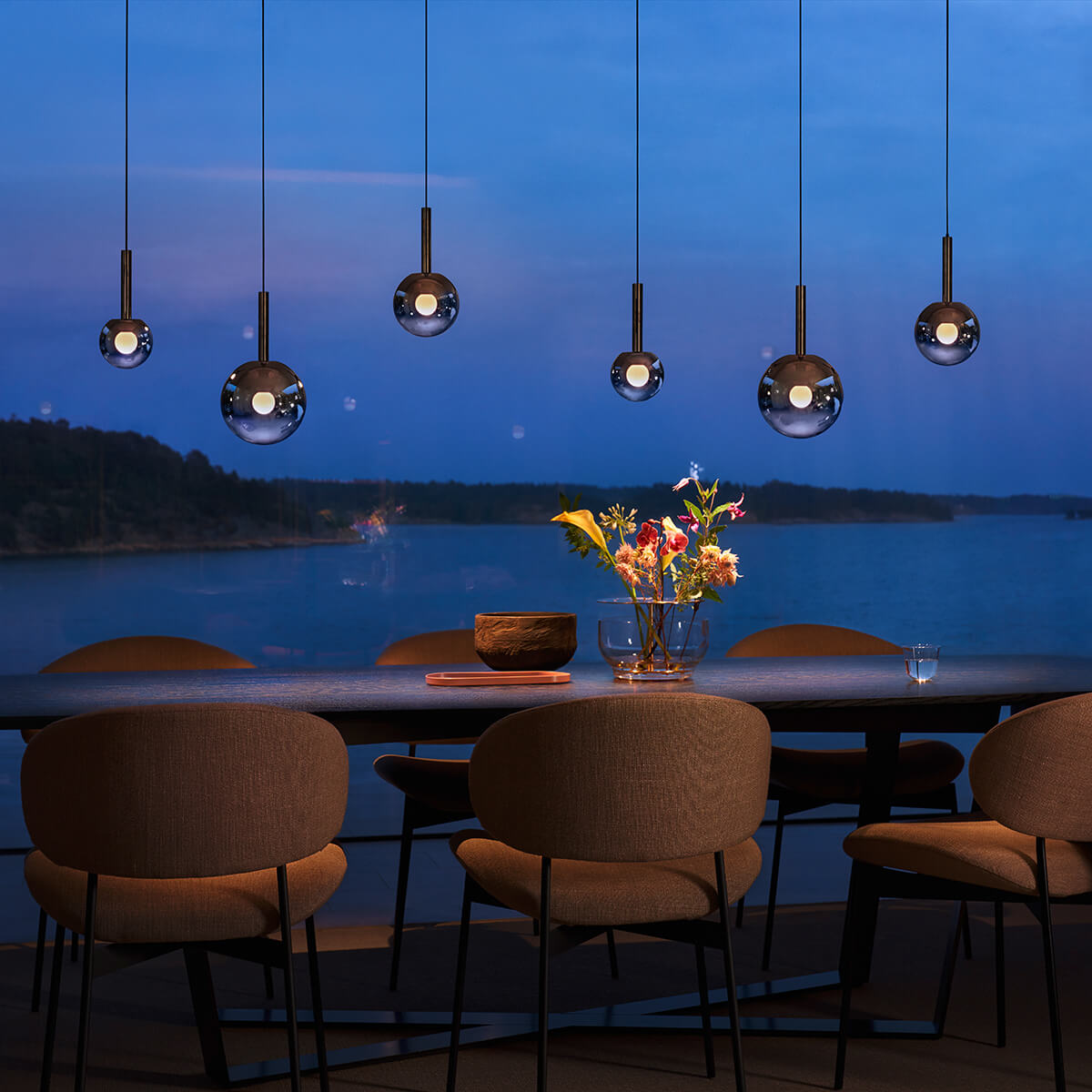 Occhio Luna sospeso up LED Pendelleuchte, Ø: 12,5 cm, Ø: 16 cm und Ø: 20 cm, dark chrome