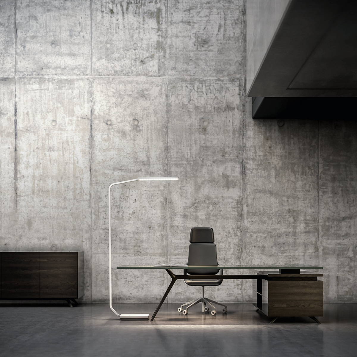 Nimbus Force One Power LED Stehleuchte, weiß hochglänzend