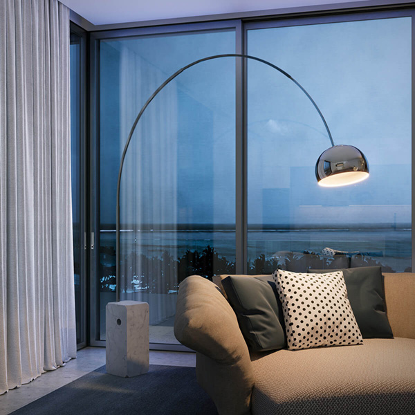 Elegant floor lamp for the living room with large arc design – perfect lighting for sofa and lounge areas